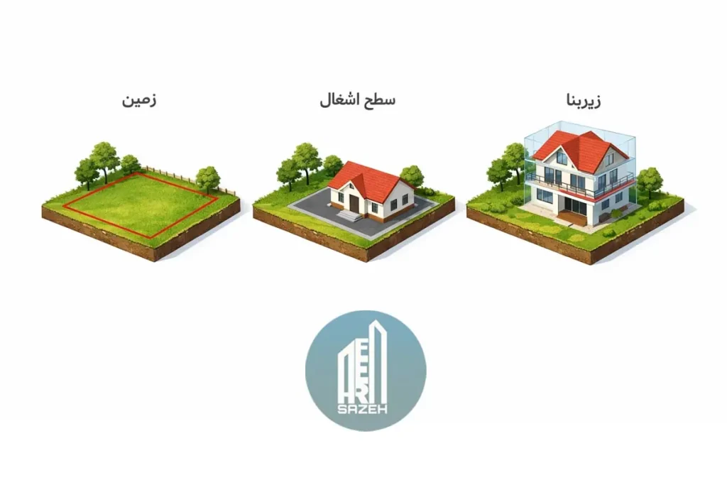 تفاوت بین متراژ زمین، سطح اشغال و زیربنا